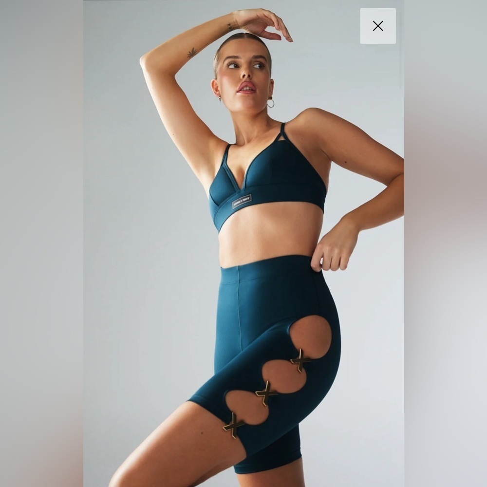NEW SAVAGE X FENTY - Bike Short with Gold Accents and Cutouts